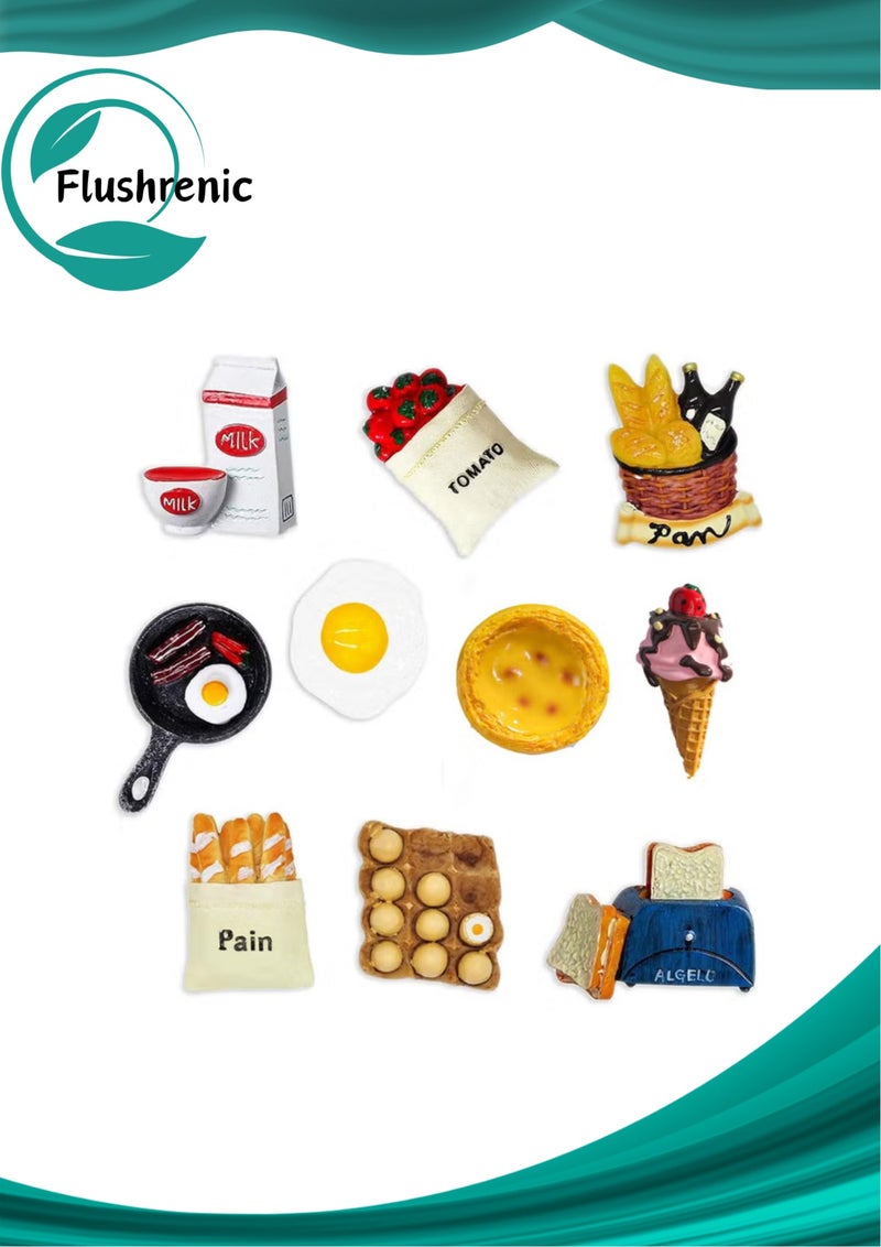 فلوشرينيك 10 قطع  مغناطيس الثلاجة,  مغناطيس لطيف ثلاثي الأبعاد للثلاجة ديكور منزلي مضحك للمطبخ/مغناطيس لوح محو جاف للمكتب/لوح مغناطيسي للسبورة البيضاء - Image 1